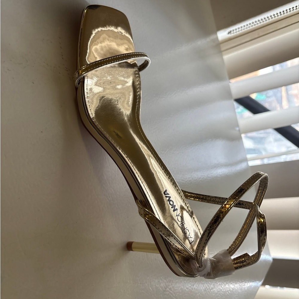 Fashion Nova Gold Strappy Heels